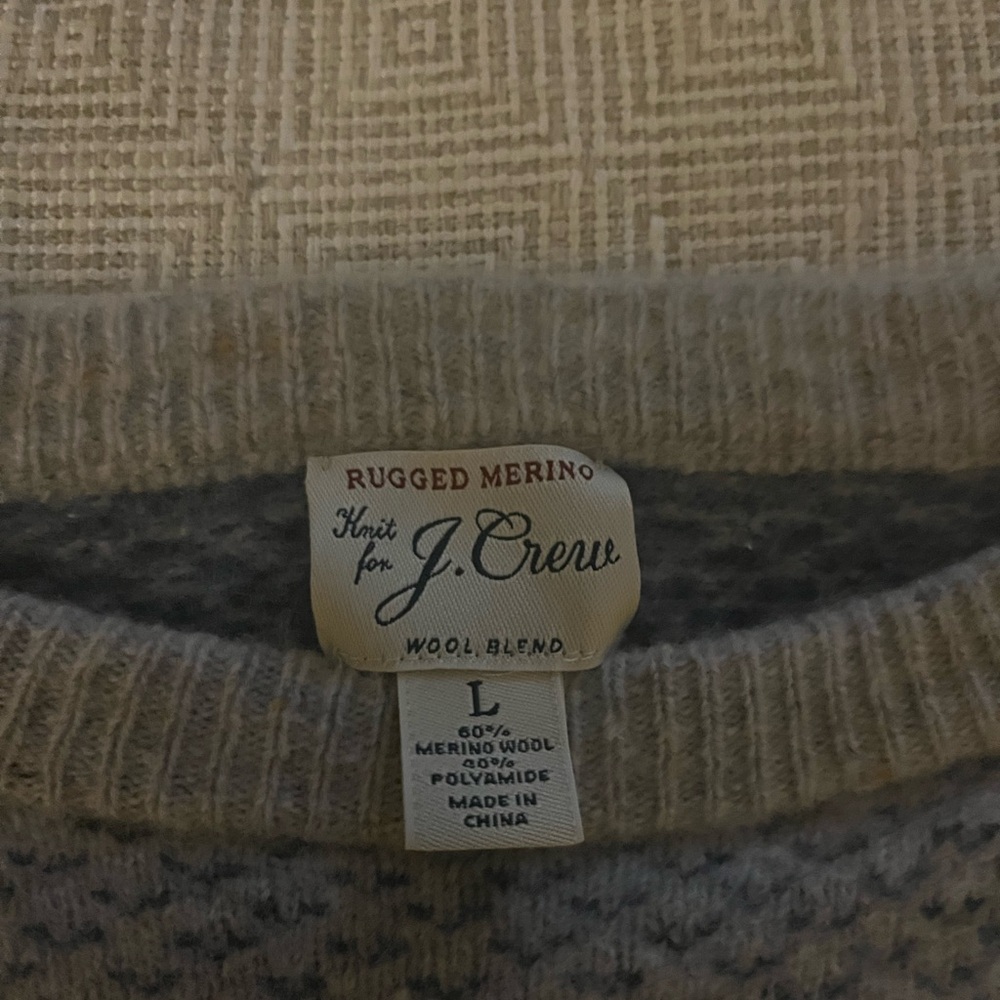 J. Crew Men's Rugged Merino Wool Blend Crewneck Sweater - Gray size Large